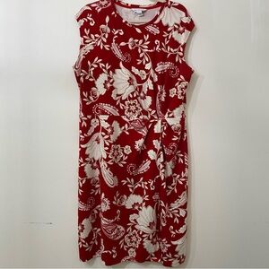 Liz Claiborne Red Paisley Floral Dress – Sleeveless, XL, Lightweight Stretch